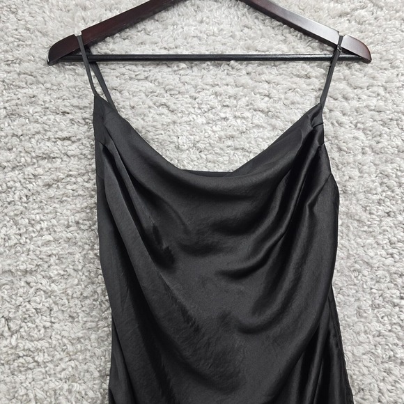 Zara Women’s Slip Dress Black Satin Mini Cowl Neck Size Medium Date Night Y2K - Picture 3 of 13